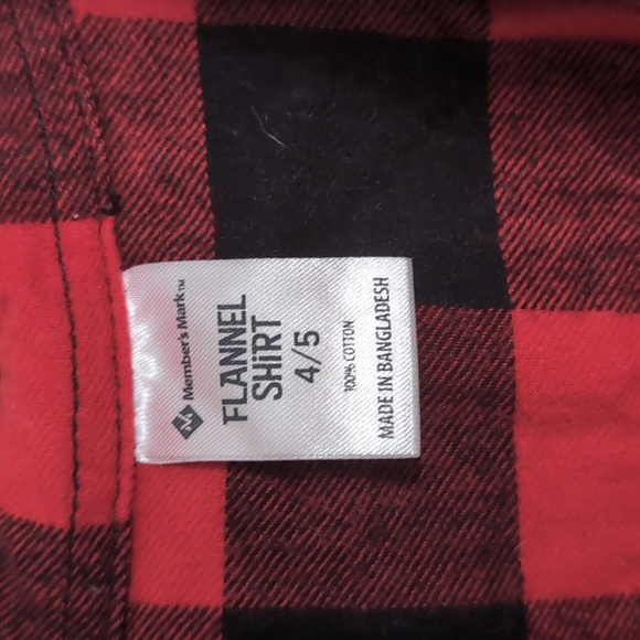 2 Piece Bundle Red Plaid Button Up Shirts Boy's Size 4/5 - Picture 2 of 4